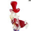 Pareja de figuras venecianas Goldoni - azul y rojo - decoración en oro de 24kt - Cristal de Murano original OMG