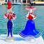 Пара венецианских статуэток Гольдони - синий и красный - украшение из золота 24 карата - Original Murano Glass OMG