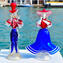 Couple Goldoni Venetian Figurines - blue and red - gold 24kt decoration - 原始穆拉諾玻璃 OMG