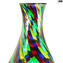 Vaso spirale Ampolla con Canne Pezzato in vetro di Murano originale soffiato