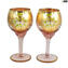 Juego de 2 copas Trefuochi rubin - Cristal de Murano original OMG