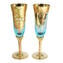 Juego de 2 Copas Trefuochi Flauta Azul Claro - Cristal de Murano Original OMG
