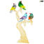 Wonderful Sparrows On tree - ouro 24KT - Original Murano Glass OMG