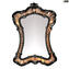 Venexiana - Wall Venetian Mirror - Amber and black details - Original Murano Glass OMG
