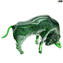 Green Bull Skulptur - mit Aventurin - Original Murano Glas OMG