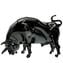 Taureau noir - Sculpture fine - Verre de Murano original OMG