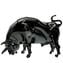 Black Bull - Feine Skulptur - Original Muranoglas OMG