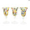 Arlequin flute -  Set of 6 pieces colored -  original murano glass omg