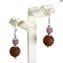 Boucles d'oreilles Siviglia - Marron - Argent 925 - Verre de Murano d'origine OMG