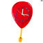 Relógio de pêndulo vermelho balão de ar quente - relógio de parede - vidro de Murano OMG