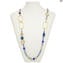 Long Necklace Lipsia - blu pearls  and gold - Original Murano Glass OMG