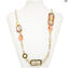 Long Necklace Riga - Pink and gold - Original Murano Glass OMG