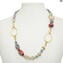 Halskette Berlin - Rote Perlen und Gold - Original Muranoglas OMG