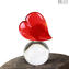 قلب الحب - ثقالة الورق - زجاج مورانو الأصلي OMG