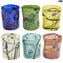 Juego de vasos Kandinsky con Murrine - Vasos con plata pura - Cristal de Murano original OMG