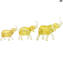 Família Elefante - Com Folha de Ouro - Vidro Murano Original OMG