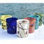 Kandinsky - Juego de vasos azules con Murrine - Vasos con plata pura - Cristal de Murano original OMG