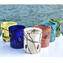 Kandinsky - Conjunto de Copos Ocre com Murrine - Copos com Prata Pura - Vidro Murano Original OMG
