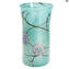 Vaso Murrine com prata - Aquamarine - Vidro Murano Original OMG