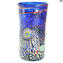 Vaso Murrine com prata - Azul - Vidro Murano Original OMG