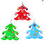 Christmas Decoration Trees - Millefiori Set of 3 pieces - Original Murano Glass OMG