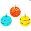 Christmas Decoration Ball - Millefiori Set of 3 pieces - Original Murano Glass OMG