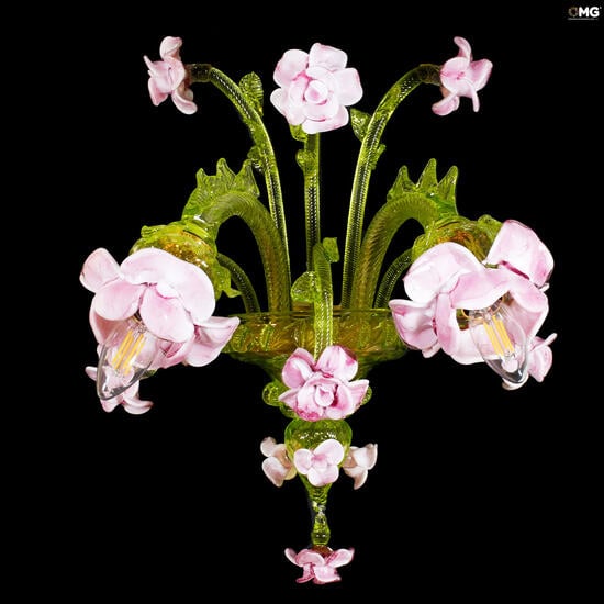 Wall Lamp Rosetto Firenze Pink 2 lights Original Murano Glass OMG