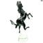 Cheval rampant sur socle - Sculpture fine - Verre de Murano original OMG