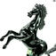 حصان منتشر على القاعدة - نحت ناعم - زجاج مورانو الأصلي OMG