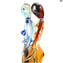 Lovers Sculpture - OneLove - Azul laranja vermelho amarelo - Vidro de Murano Original OMG