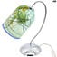 Tischlampe - hellblau und silber - Original Murano Glas OMG