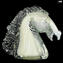 銀のビザンチン馬の頭 - オリジナル ムラノ グラス OMG