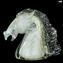Testa di Cavallo Bizantina con Argento - Scultura Esclusiva in vetro di Murano