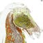 Tête de cheval multicolore avec argent - Verre de Murano original OMG