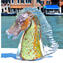 Tête de cheval multicolore avec argent - Verre de Murano original OMG
