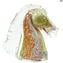 Cabeça de Cavalo Multicolor com Prata - Vidro Murano Original OMG