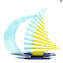 Sail Boat - Yellow - Original Murano Glass OMG