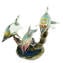 Trois dauphins sur socle - Sculpture en calcédoine - Verre de Murano original OMG