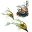 Three Dolphins on base - Sculpture in chalcedony - Original Murano glass OMG