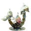 Three Dolphins on base - Sculpture in chalcedony - Original Murano glass OMG