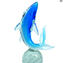 سمك القرش على قاعدة - نحت - زجاج مورانو الأصلي OMG