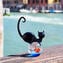 Katze auf Fischball-Aquarium – Original Murano-Glas OMG