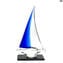 Segelboot - hellblau - Original Muranoglas OMG