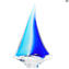 Engraved Sail Boat - Blue - Original Murano Glass OMG 