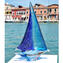 Engraved Sail Boat - Blue - Original Murano Glass OMG 