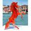 Cavallo  rampante Rosso - Vetro di Murano orginale OMG