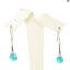 Parure Pearls azul claro - com Prata 925 - Vidro Murano Original OMG