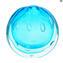Vase rund - Bubble - hellblau - Sommerso - Original Murano Glass OMG