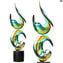 Evia ストリップ彫刻 - カラフル - オリジナル ムラーノ ガラス OMG