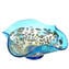 드롭 플레이트 Murrine Millefiori 대형 - 하늘색 유리 및 실버 - 오리지널 무라노 유리 OMG